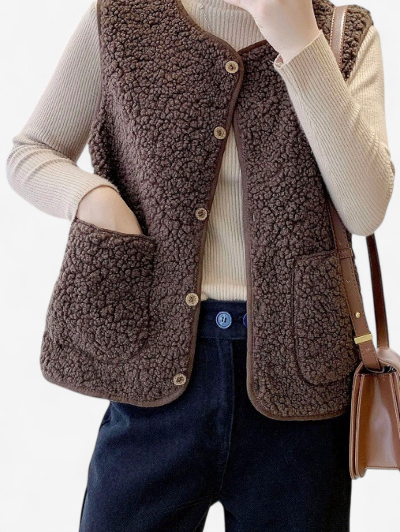 Dames Mouwloos Gilet Vest met Knopen