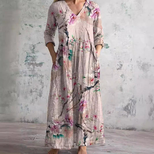 Women's Dress | Floral V-Neck Maxi