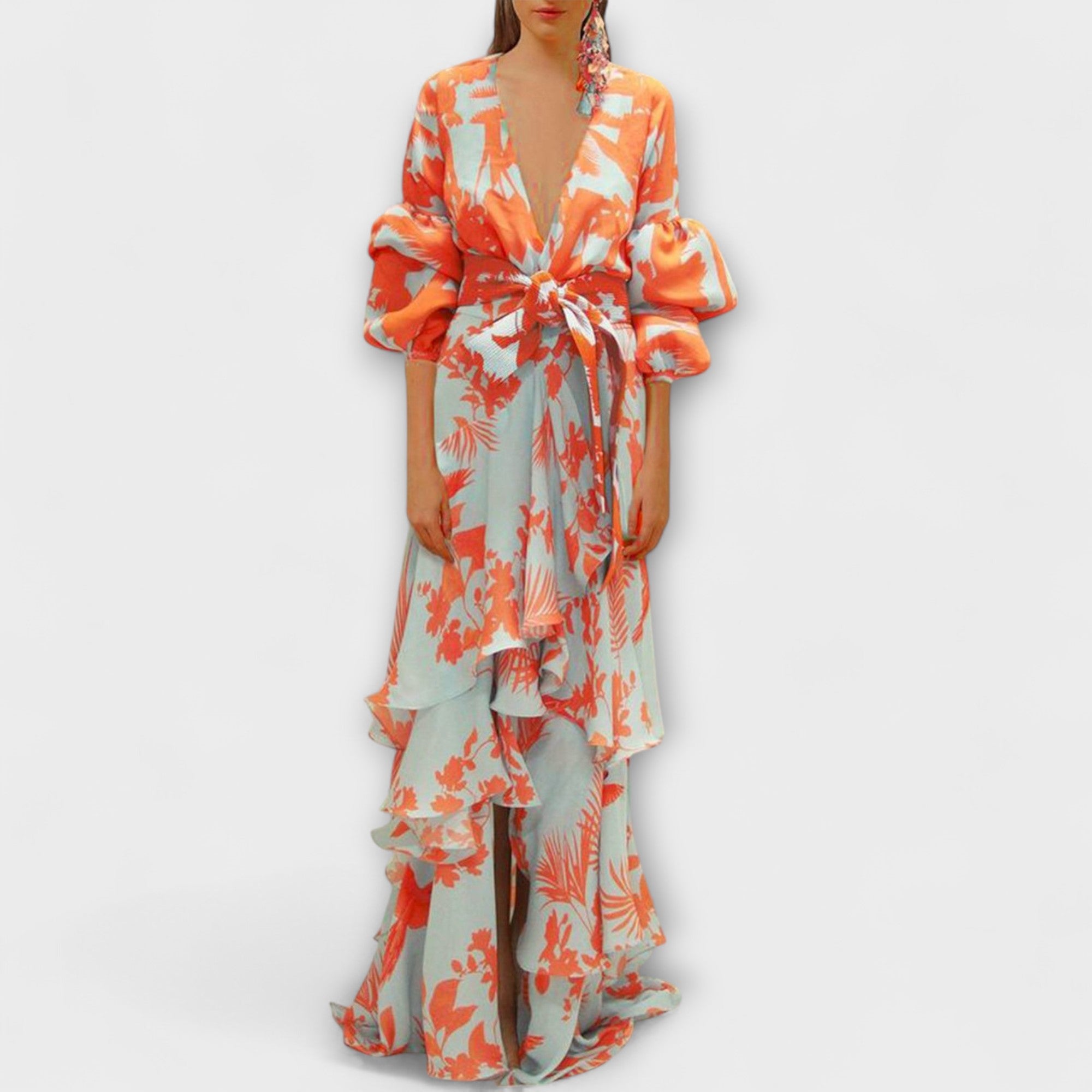 Dames Chiffon Maxi Jurk met Print