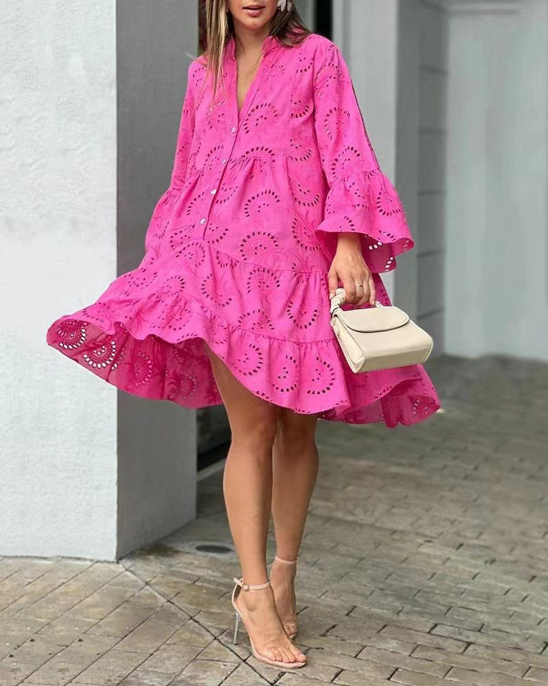 Women's Dress | Embroidered Tiered Mini