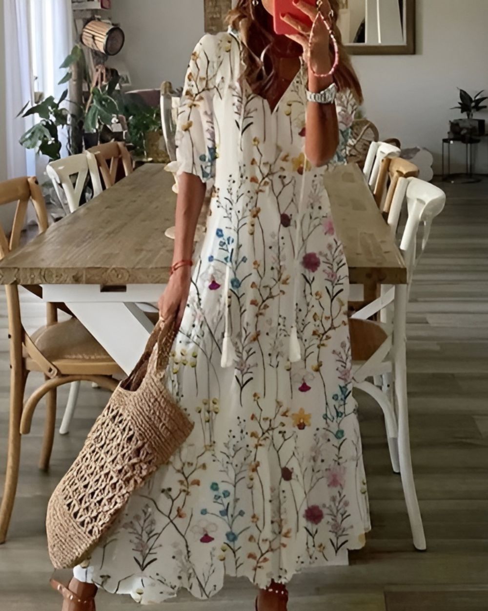 Dames Bohemian Maxi Jurk met Kwastjes