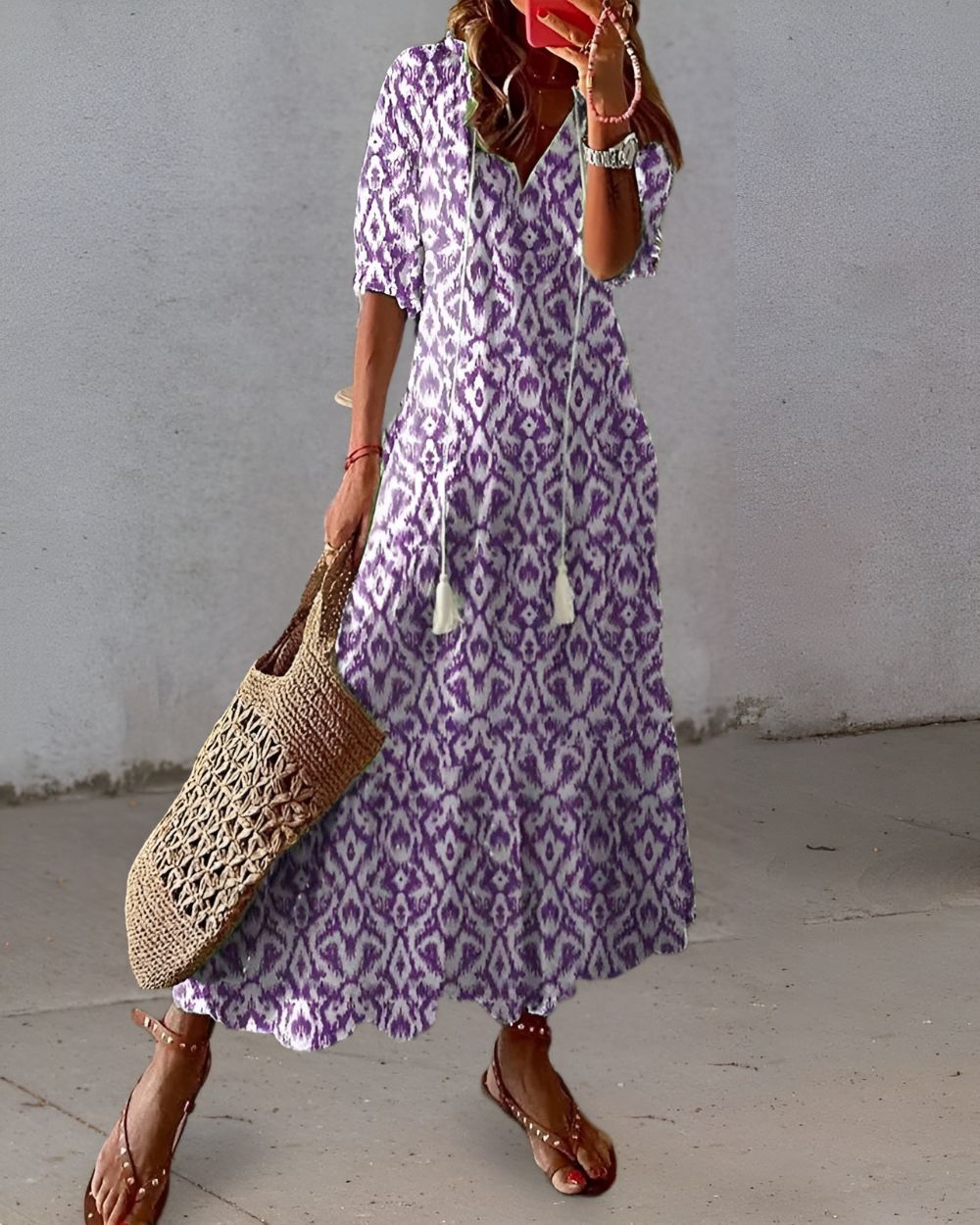 Dames Bohemian Maxi Jurk met Kwastjes