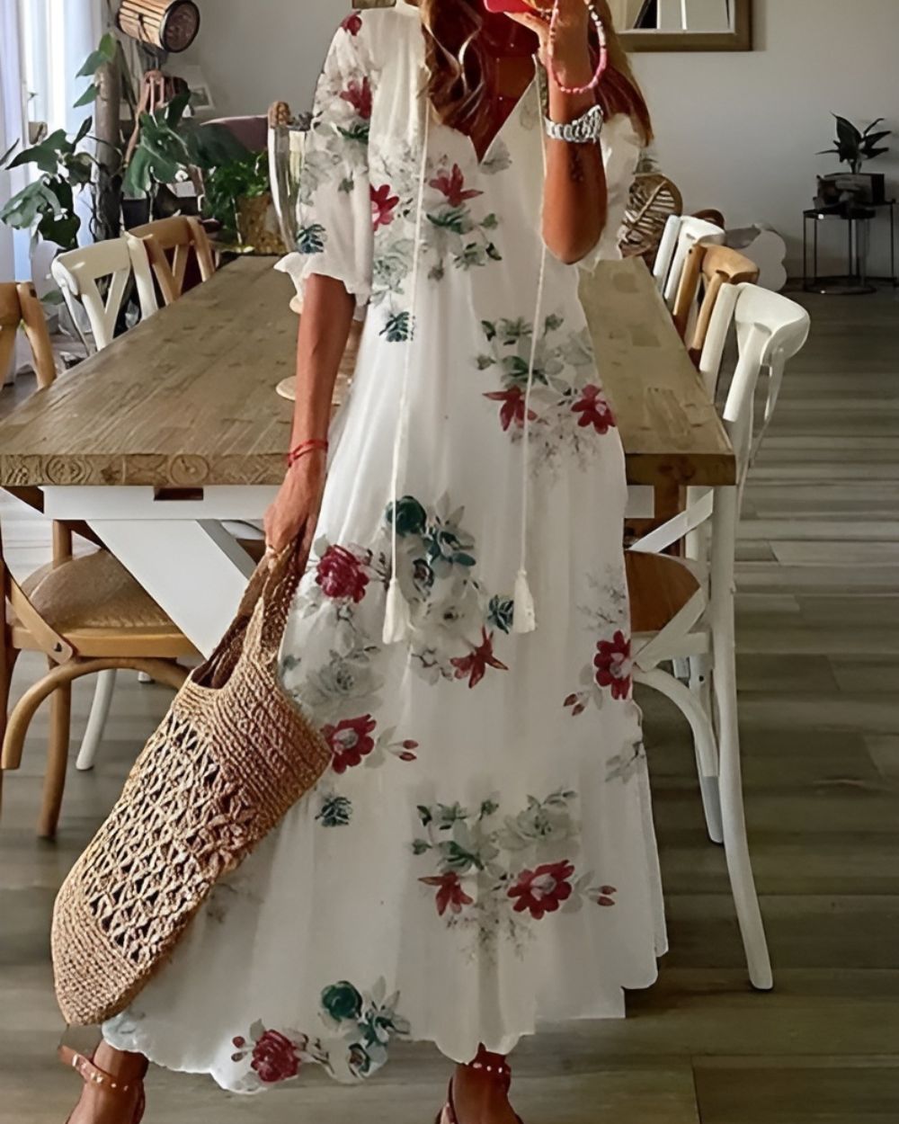 Dames Bohemian Maxi Jurk met Kwastjes