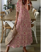 Women's Boho Midi Dress with Modest Design