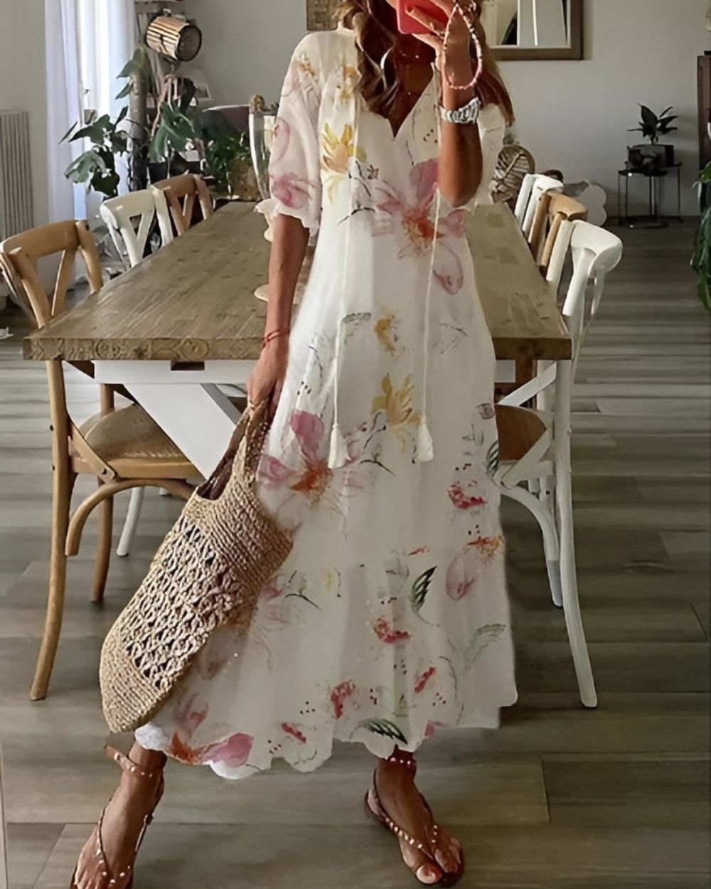 Dames Bohemian Maxi Jurk met Kwastjes