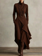 Dames Asymmetrische Gebreide Maxi Jurk