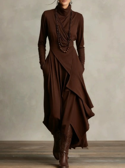 Dames Asymmetrische Gebreide Maxi Jurk