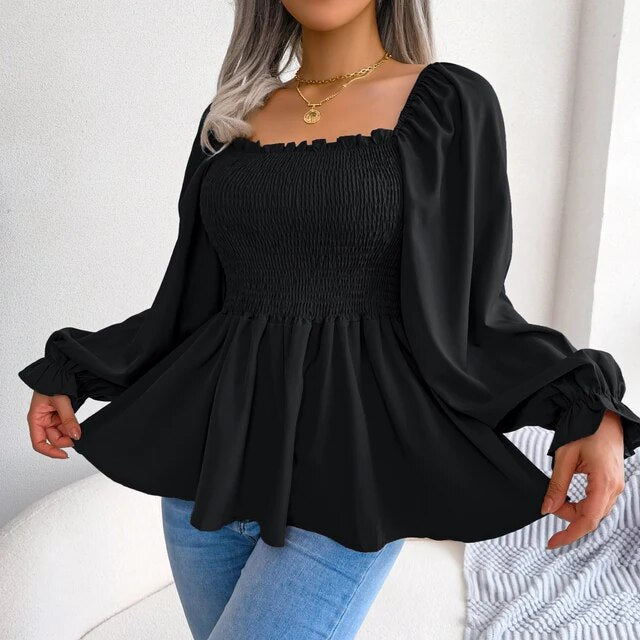 Salma Bloes | Gesmokte Bloes met Pofmouwen