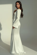 Dames Maxi Jurk met Lange Mouwen en Flared Manchetten