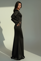 Dames Maxi Jurk met Lange Mouwen en Flared Manchetten