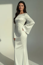 Dames Maxi Jurk met Lange Mouwen en Flared Manchetten