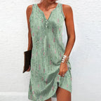 Dames Bedrukte Midi Slip Jurk met V Hals
