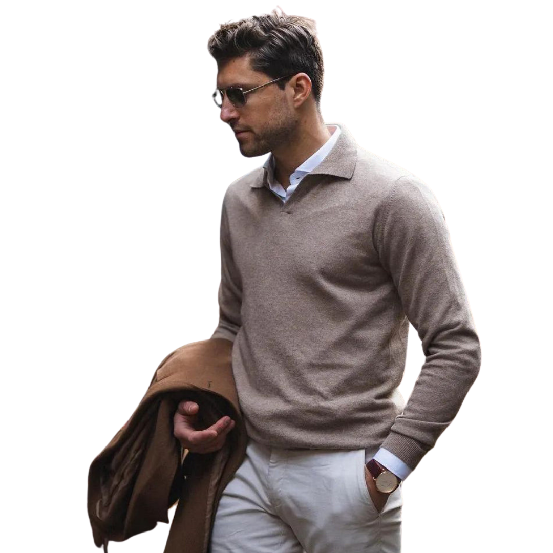 Zahir Polo | Heren Lange Mouw V-Hals Polo