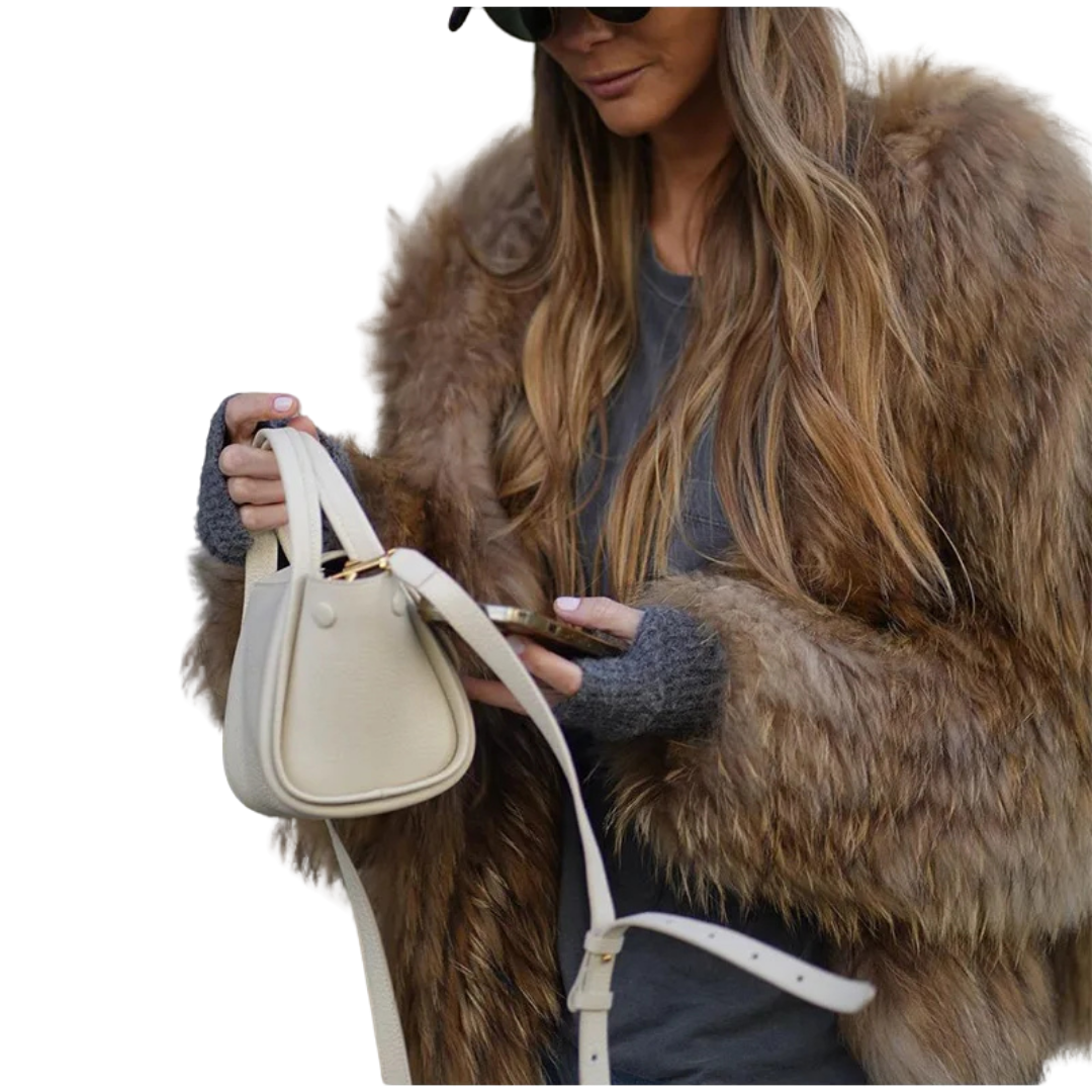 Pearla Coat | Dames Modejas in pluche imitatiebont