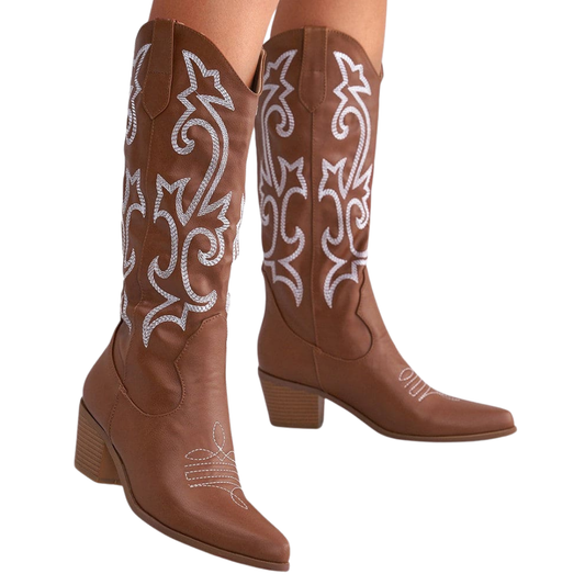 Olympeia Laarzen | Stijlvolle Westerse Geborduurde Laarzen