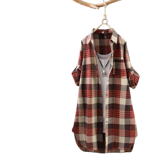 Rowen Blouse | Lange Geruite Blouse