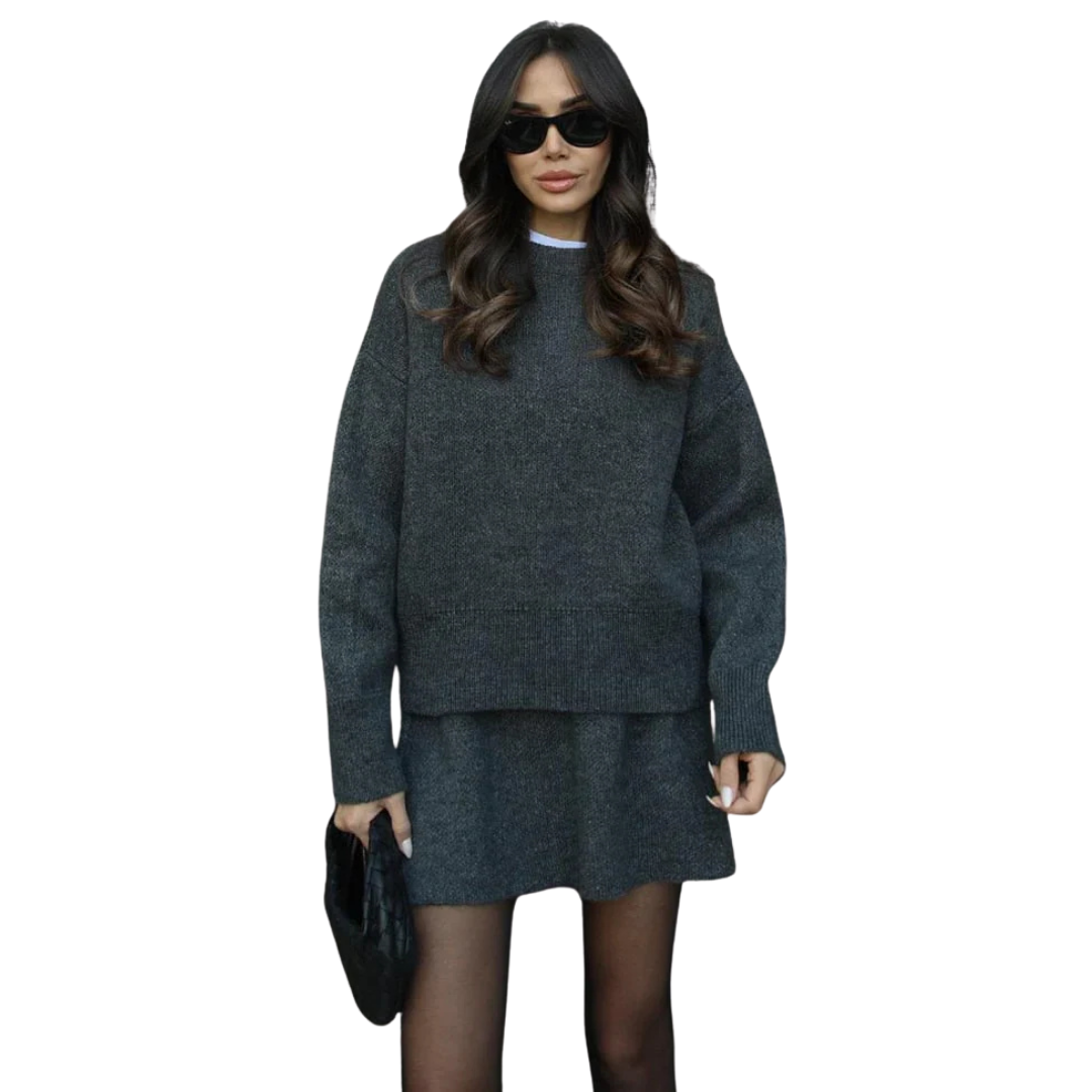 Yovana Set | Herfst Gebreide Twee-Delige Jumper en Rok Set