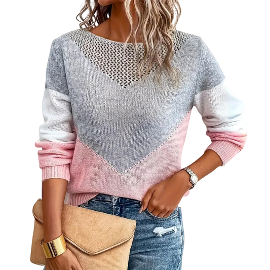 Reena Trui | Stijlvolle Color Block Gebreide Trui