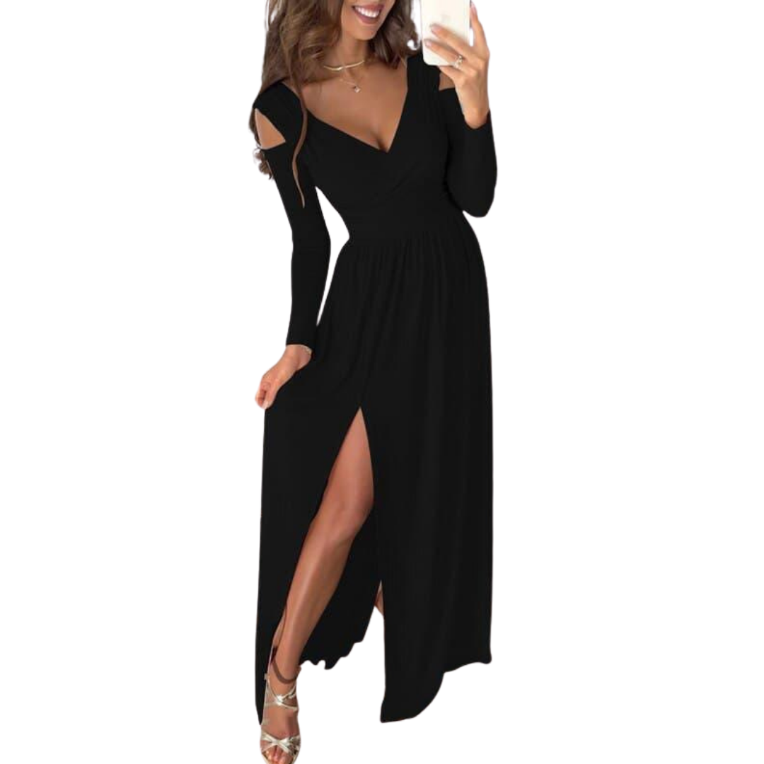 Lange Jurk met Split en Lange Mouwen | Elizabeth Jurk