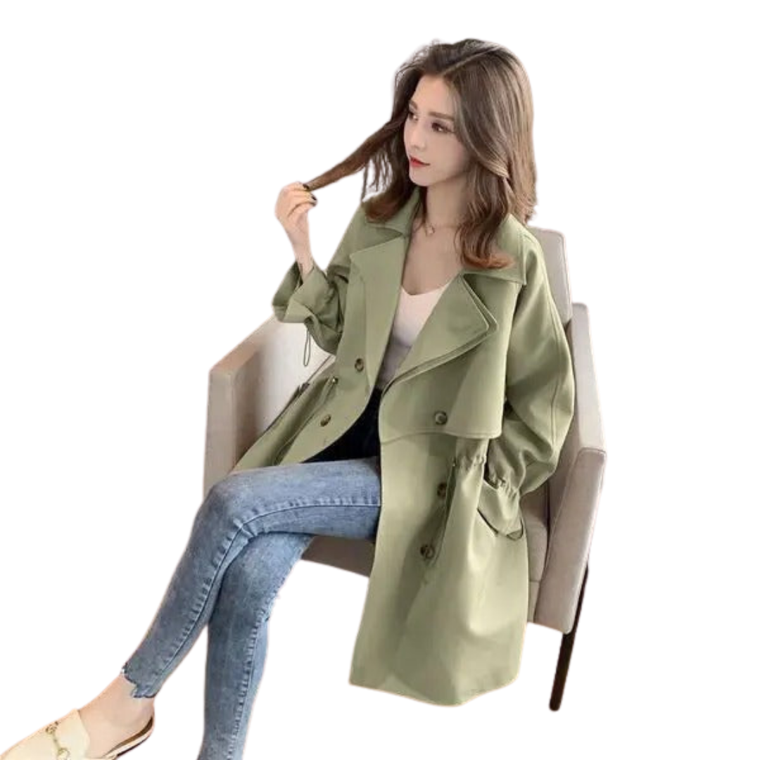 Alycia Jas | Dames Herfst Double-Breasted Trenchcoat