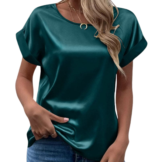 Wilbel Top | Glanzende Satijnen Casual Blouse