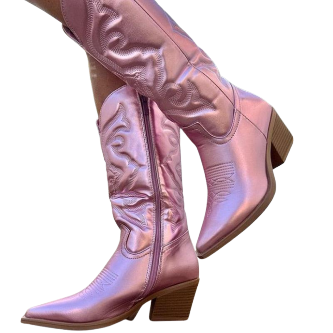 Irmina Laarzen | Roze Metallic Halfhoge Cowboylaarzen