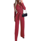 Vernice Jumpsuit | Dames Herfst Jumpsuit met Lange Mouwen, V-Hals, Wrap Design en Wijde Pijpen