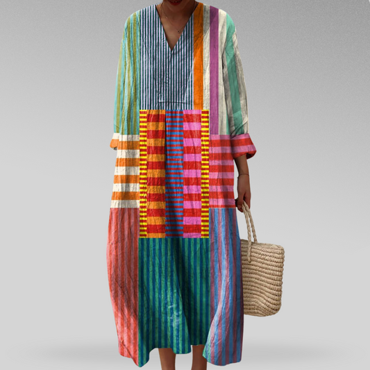 Dames Maxi Jurk Geometrisch Patroon