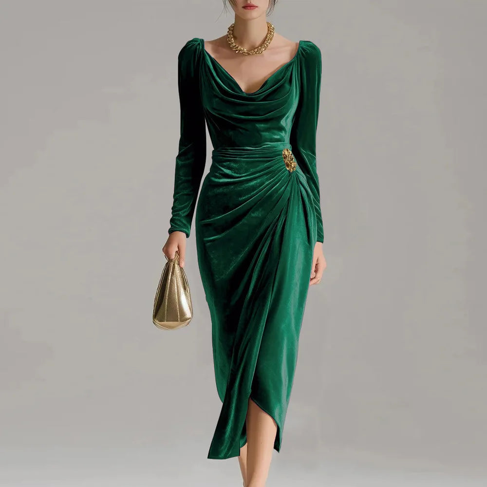 Dames Elegante Midi Jurk Modern