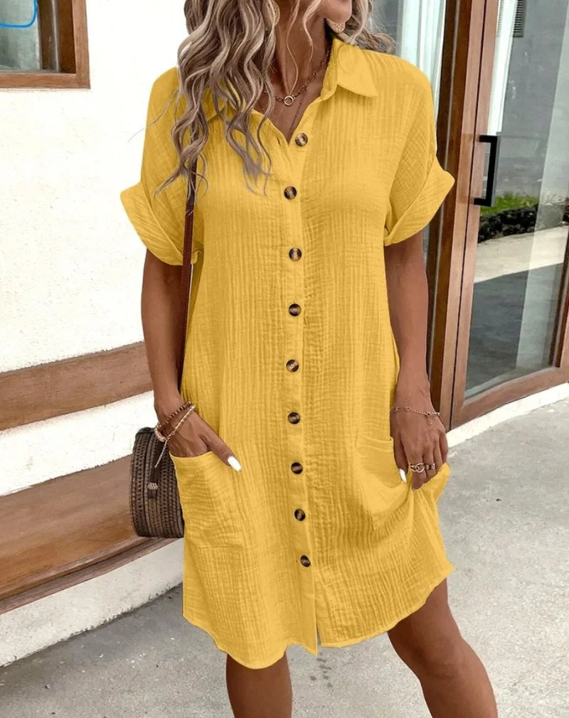 Dames Elegante Shirt Mini Jurk