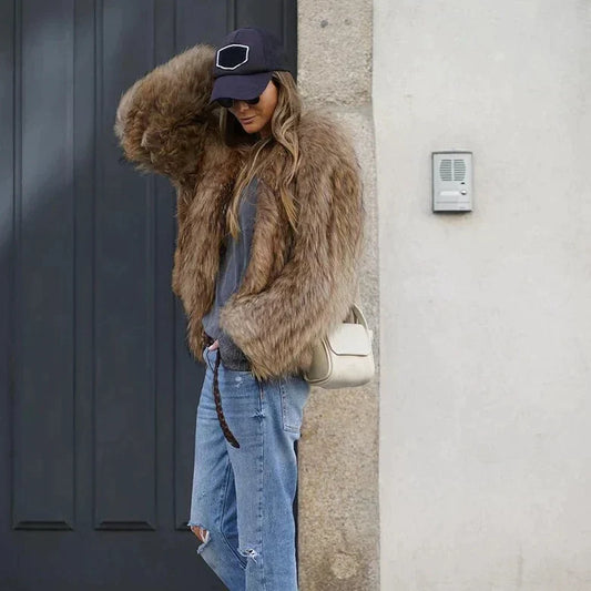 Pearla Coat | Dames Modejas in pluche imitatiebont