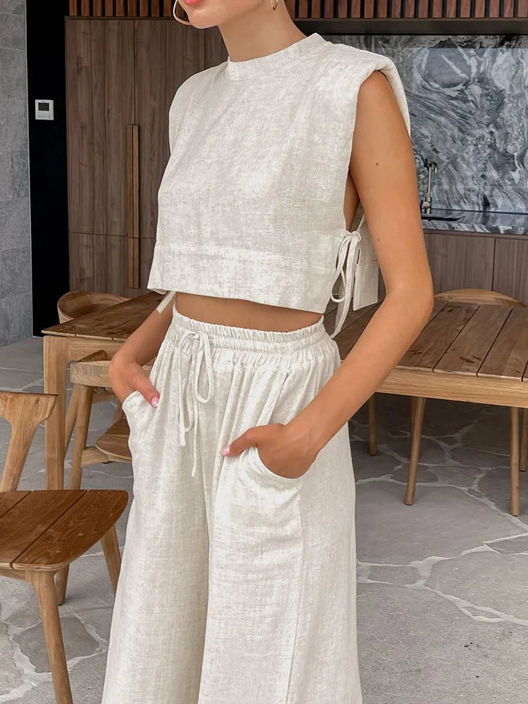 Maudie Set | Dames Tweedelige Crop Top & Broek Set