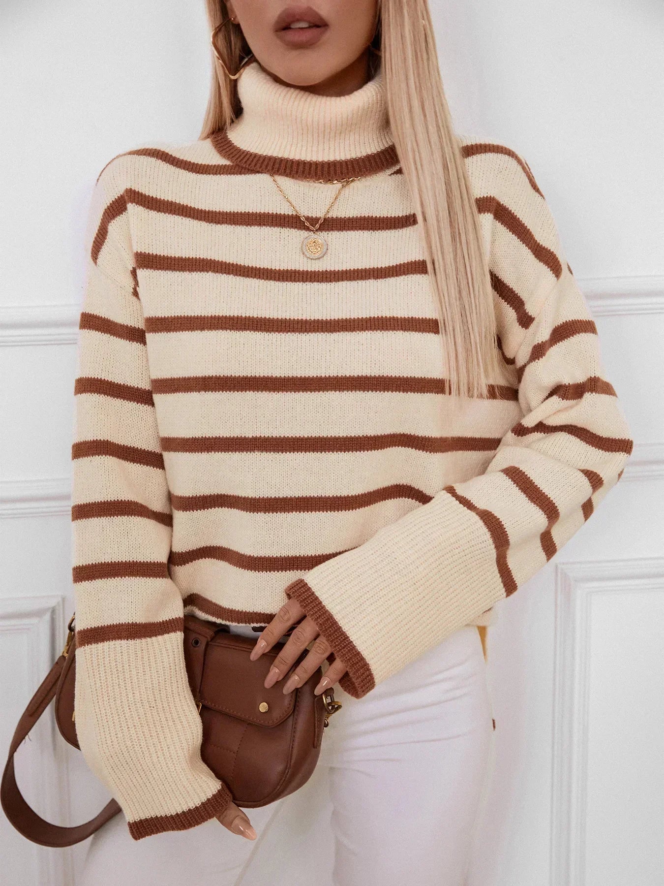 Yolani Jumper | Herfst Gestreepte Coltrui Gebreide Jumper