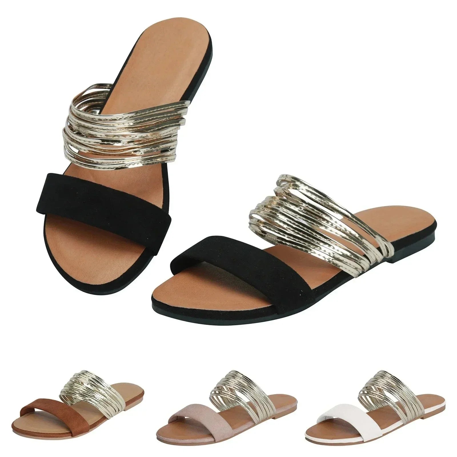 Dames Instap Sandalen met Meerdere Bandjes