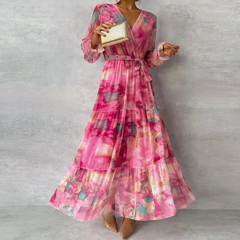 Dames Maxi Jurk Handgemaakt Bloemenprint