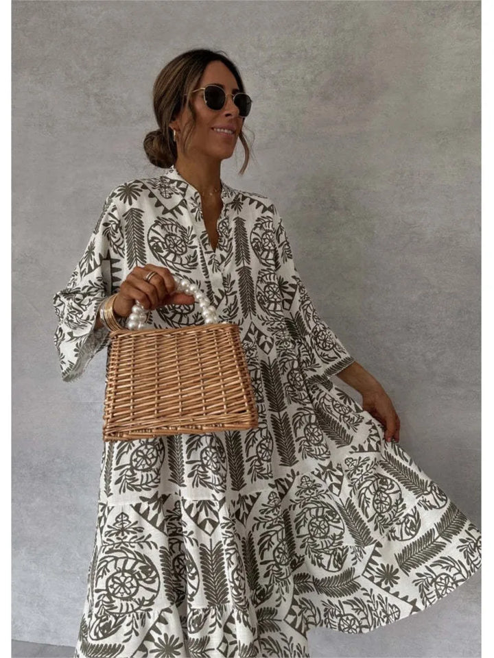 Dames Tribal Midi Jurk Relaxed Fit