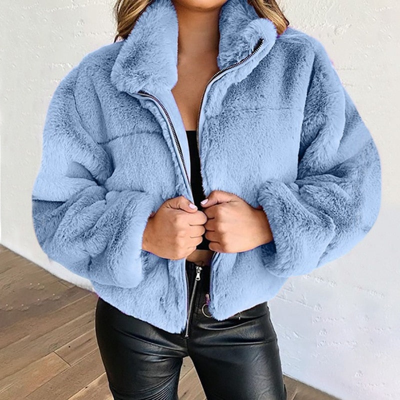 Xadie Jas | Dames Herfst Faux Fur Jas met Rits