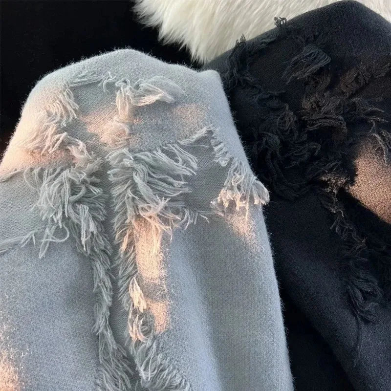 Caitlyn Trui | Dames Herfst Gebreide Trui met Ruwe Details