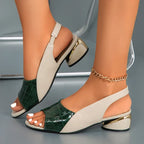 Dames Slingback Blokhak Sandalen Open Teen