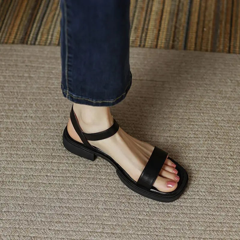 Dames Platte Open Teen Sandalen met Ba