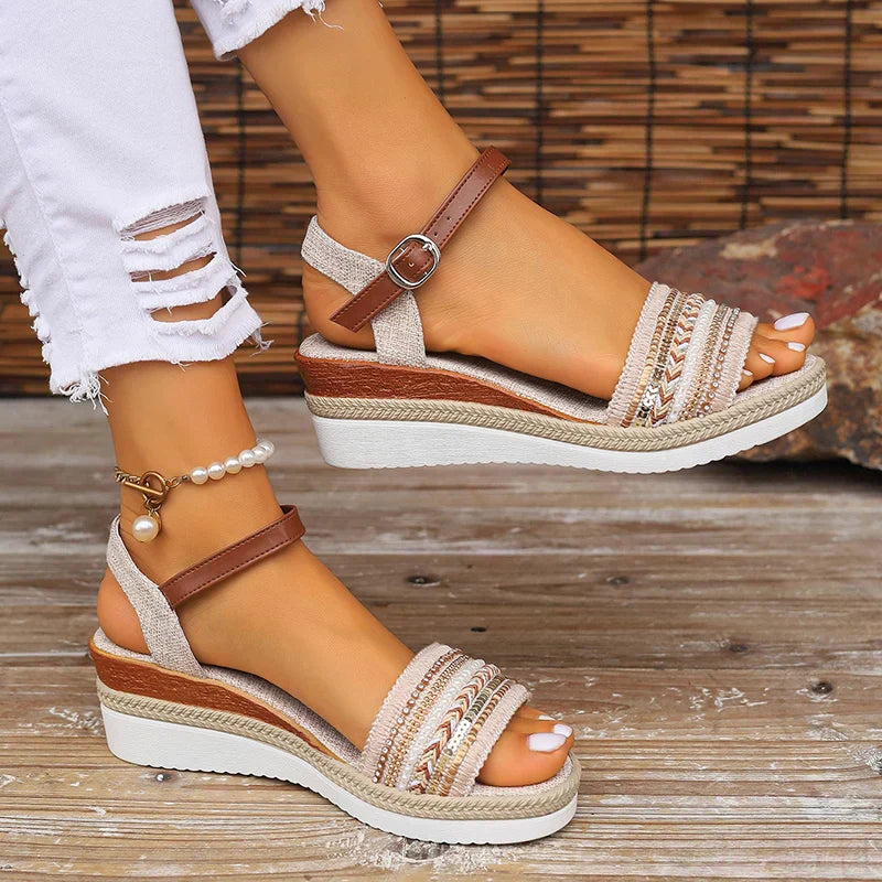Dames Platform Sandalen met Versierde Bandjes