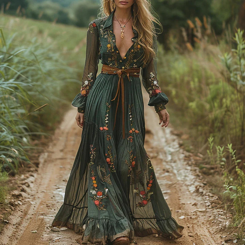 Dames Bohemian Maxi Jurk met Bloemenprint