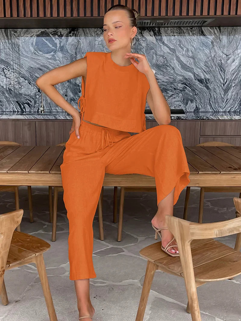 Maudie Set | Dames Tweedelige Crop Top & Broek Set