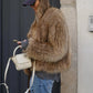 Pearla Coat | Dames Modejas in pluche imitatiebont