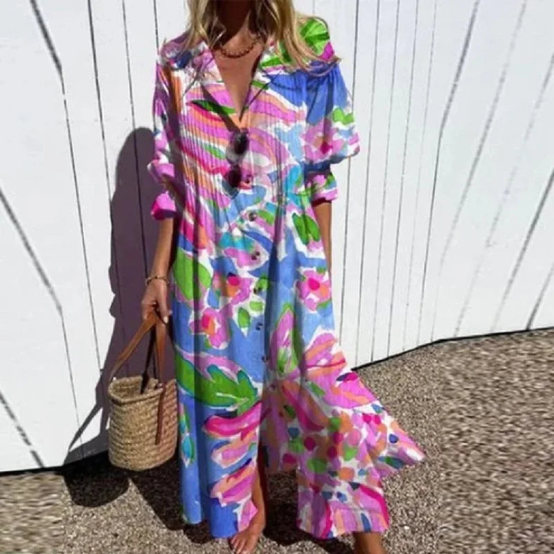 Dames Elegante Maxi Jurk met Vloeiende Pasvorm