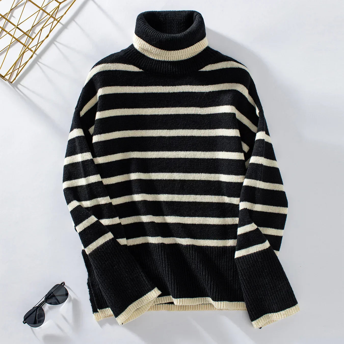 Yolani Jumper | Herfst Gestreepte Coltrui Gebreide Jumper
