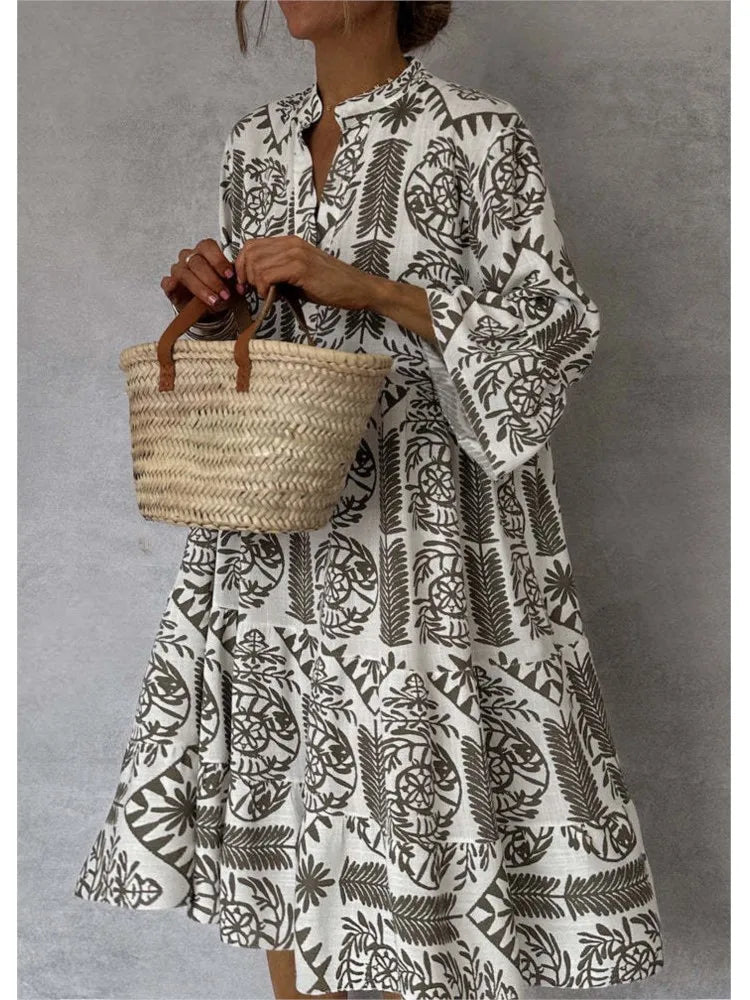 Dames Tribal Midi Jurk Relaxed Fit