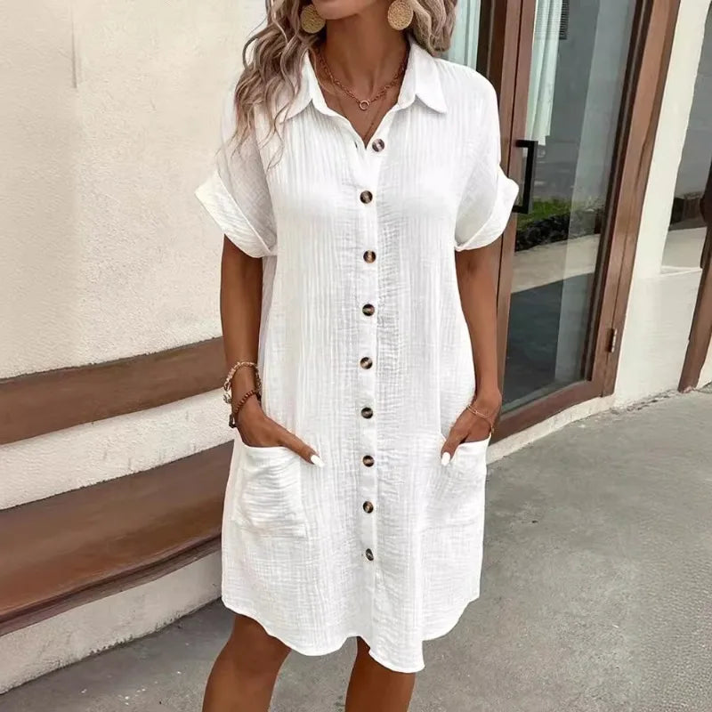 Dames Elegante Shirt Mini Jurk