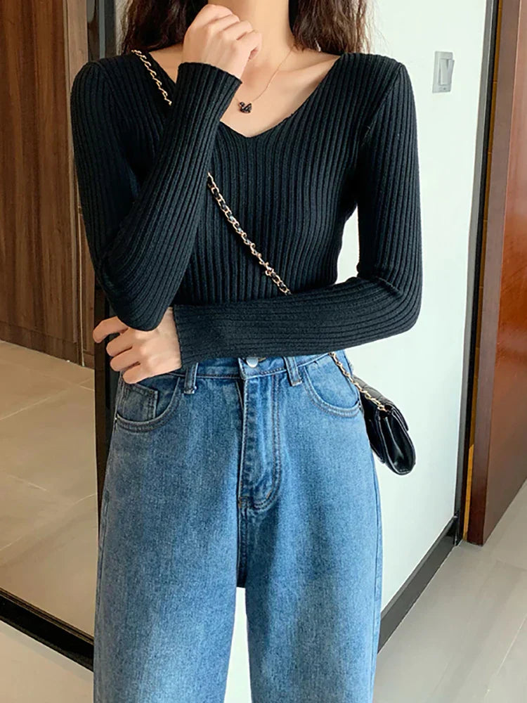 Xara Jumper | Dames Herfst Slim Geribde Gebreide Jumper