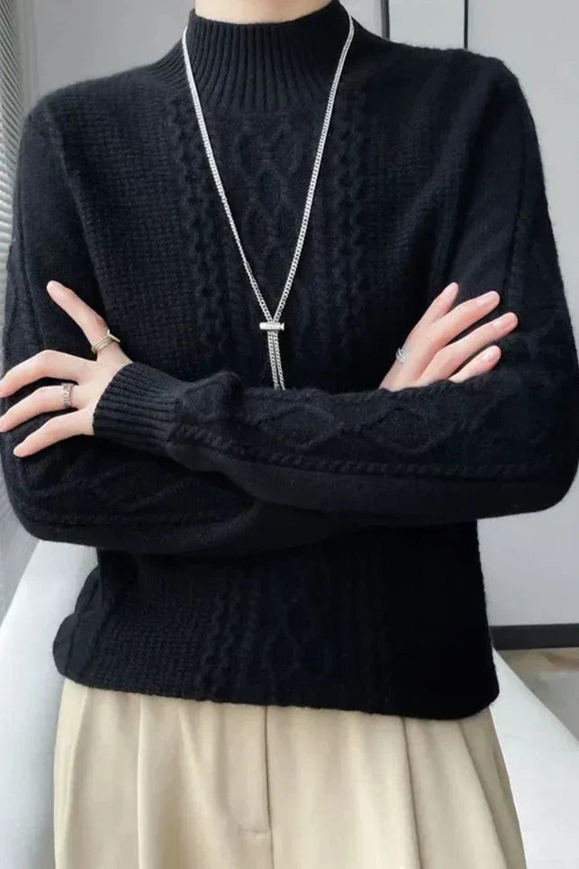 Bianca Trui | Dames Herfst Gebreide Trui met Hoge Hals